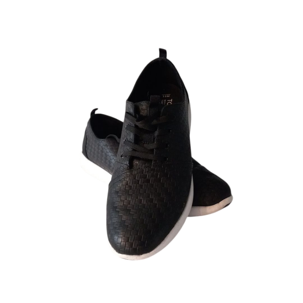 Toms Mens Black Woven Leather Sneakers Shoes Size 11M